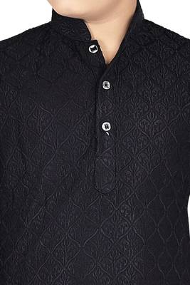 Black Chikankari boys kurta pyjama 3