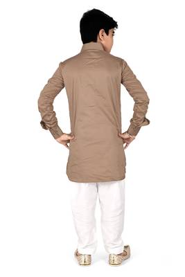 Brown cotton boys kurta pyjama 2