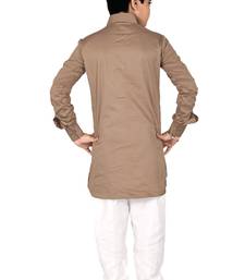 Brown cotton boys kurta pyjama
