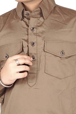 Brown cotton boys kurta pyjama 3