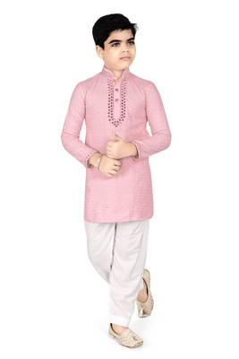 Pink Chikankari boys kurta pyjama 1