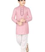 Pink Chikankari boys kurta pyjama