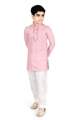 Pink Chikankari boys kurta pyjama 2