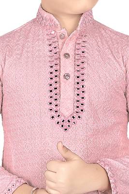 Pink Chikankari boys kurta pyjama 3
