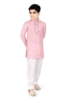 Pink Chikankari boys kurta pyjama 4