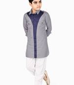 Grey cotton boys kurta pyjama