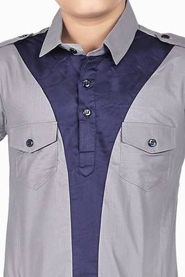 Grey cotton boys kurta pyjama 2