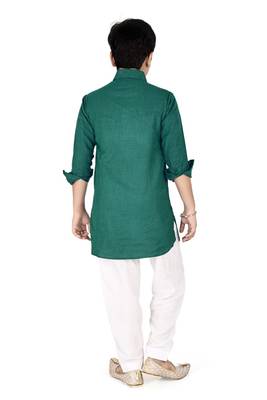 Green cotton boys kurta pyjama 2