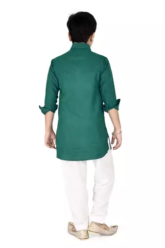 Green cotton boys kurta pyjama