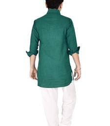 Green cotton boys kurta pyjama