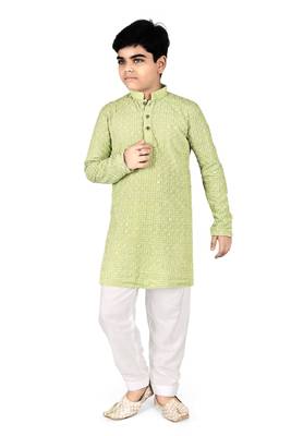 Pista Chikankari Boys Kurta Pyjama 1
