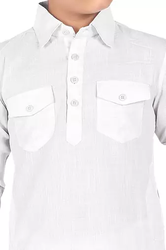 White cotton boys kurta pyjama