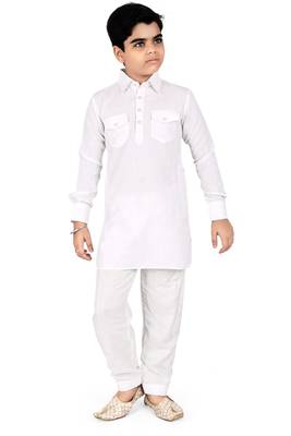 White cotton boys kurta pyjama 1