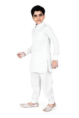 White cotton boys kurta pyjama 3