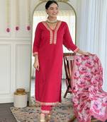 Pink viscosee slub ethnic festive wear girlie suit