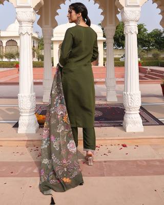 Mahendi beautiful cotton silk fabric glamorous partywear readymade suit 3