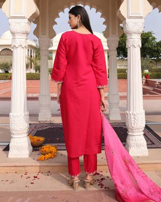 Pink beautiful cotton silk fabric glamorous partywear readymade suit 3