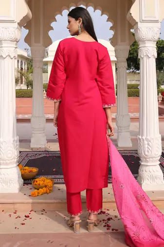 Pink beautiful cotton silk fabric glamorous partywear readymade suit