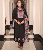 Black beautiful viscosee shimmer fabric glamorous partywear readymade suit