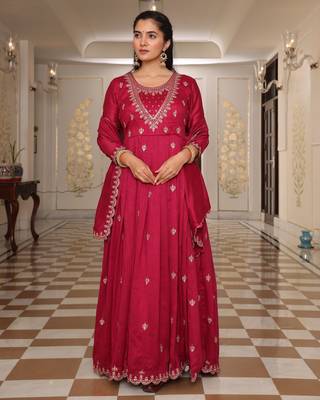 Pink beautiful soft silk fabric glamorous partywear readymade suit 1