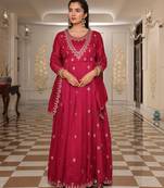 Pink beautiful soft silk fabric glamorous partywear readymade suit