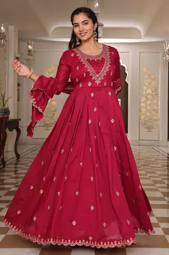 Pink beautiful soft silk fabric glamorous partywear readymade suit