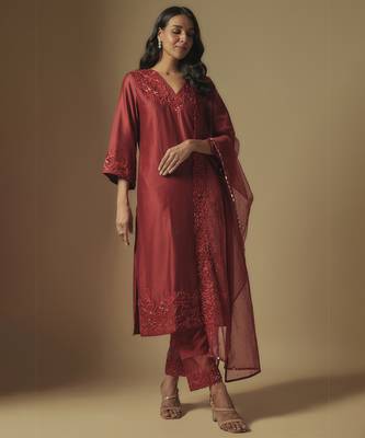 Red kurta set 1