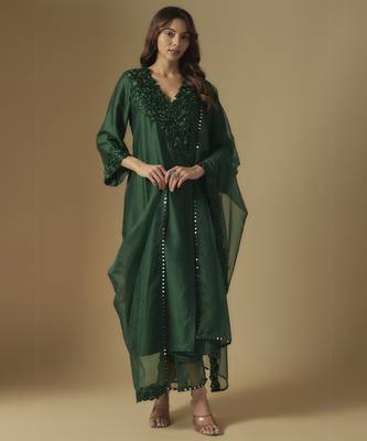 Emerald green kurta set 1