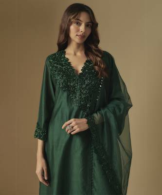 Emerald green kurta set 3