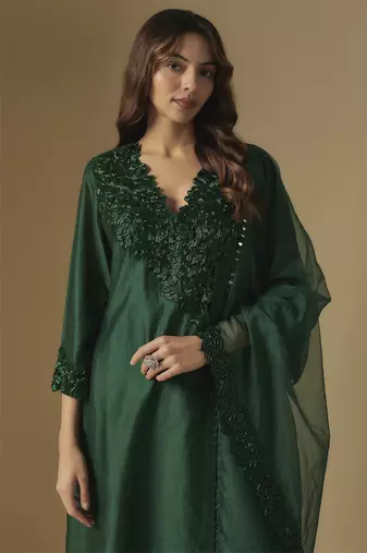 Emerald green kurta set
