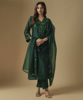 Emerald green kurta set 1