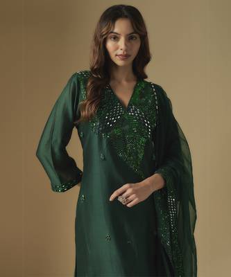 Emerald green kurta set 4