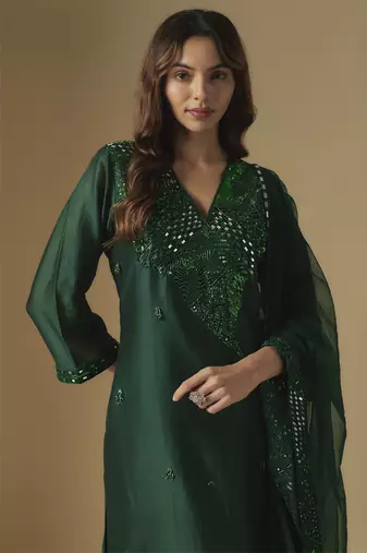 Emerald green kurta set