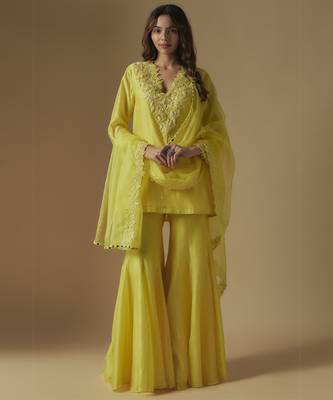 Baby yellow sharara set 1
