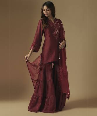 Red sharara set 1