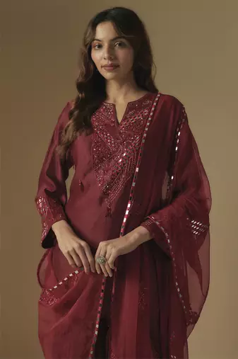 Red sharara set