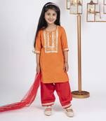 Girls orange and red kurta payjama set