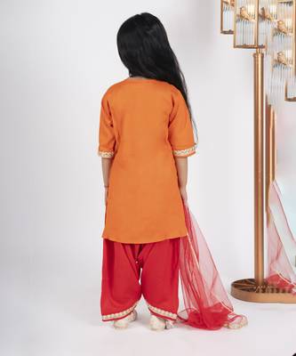 Girls orange and red kurta payjama set 3