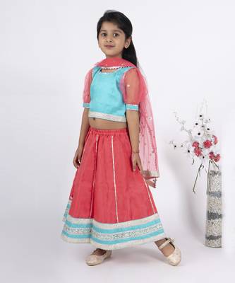 Girls blue and coral lehenga set 1