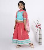 Girls blue and coral lehenga set