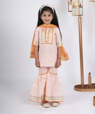 Girls peach kurta payjama set 1