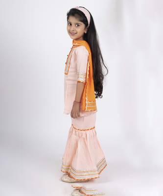 Girls peach kurta payjama set 2