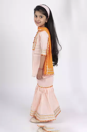 Girls peach kurta payjama set