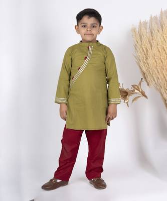 Boys green kurta payjama set 1