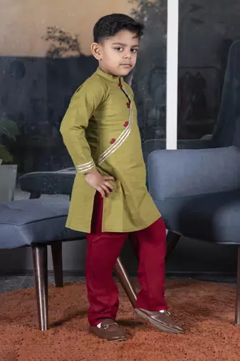 Boys green kurta payjama set