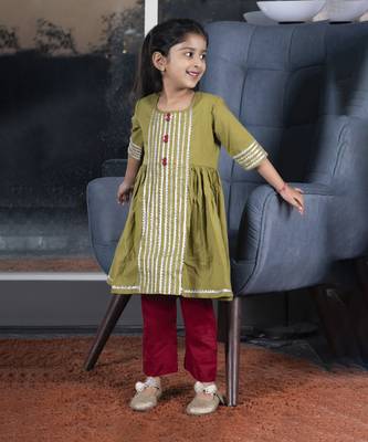Girls yellow kurta payjama set 1
