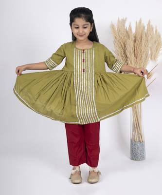 Girls yellow kurta payjama set 2