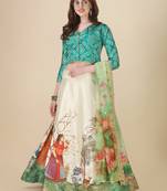 Rama Satin Silk Fabric Stylish Print Lehenga For Party Looks