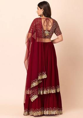 Red Beautiful Georgette Fabric Bollywood Style Girlie Lehenga Set 2