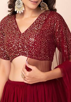 Red Beautiful Georgette Fabric Bollywood Style Girlie Lehenga Set 3